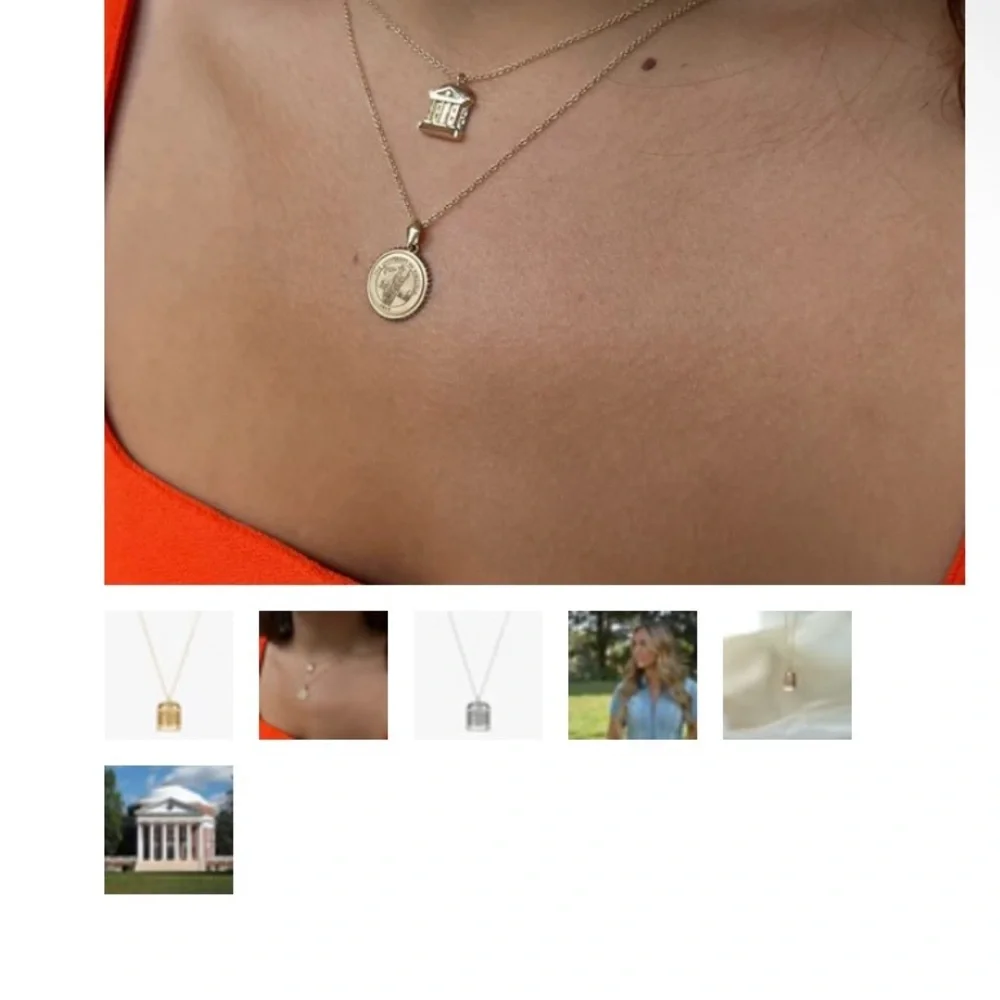 Gold 12k UVA U of Virginia Dome Rotunda Pendant Necklace - Kyle Cavan - Picture 7 of 9